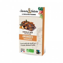 Chocolat noir 70% de cacao, amandes entières 100g