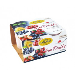 Yaourt aux fruits fraise, framboise, myrtille, abricot, 4x125g