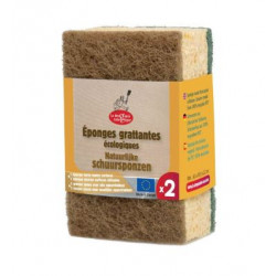 Eponge grattante écologique verte et marron x 2