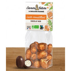 Oeufs lacté croustillant enrobés de chocolat noir (150g)