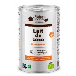 Lait de coco 15% MG Commerce Equitable, lait à boire et à muesli, 400ml