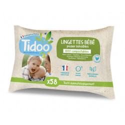 Lingettes bébé sans parfum au calendula, fibres compostables x 58 unités