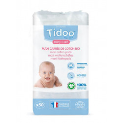 Maxi carrés bébé en coton bio x 50 unités