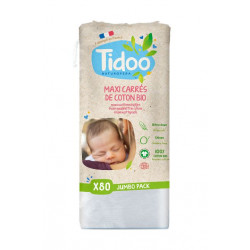 Maxi carrés bébé en coton bio, format familial x 80 unités