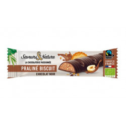 Barre praliné biscuit chocolat noir 30g