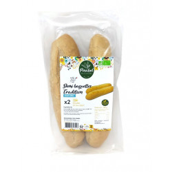 Demi-baguettes nature 2 x 140g (au levain naturel et levure de boulangerie)