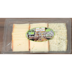 Raclette tranchée 3 saveurs (nature, fumée, ail des ours) lait cru 400g